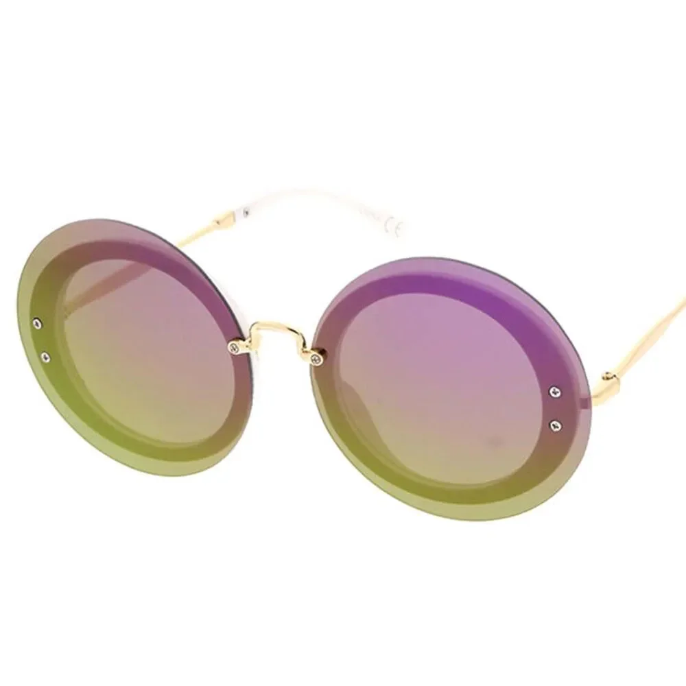 Glamour in Rounds Oversized Sunglasses for Women Purple Mirrored Lense